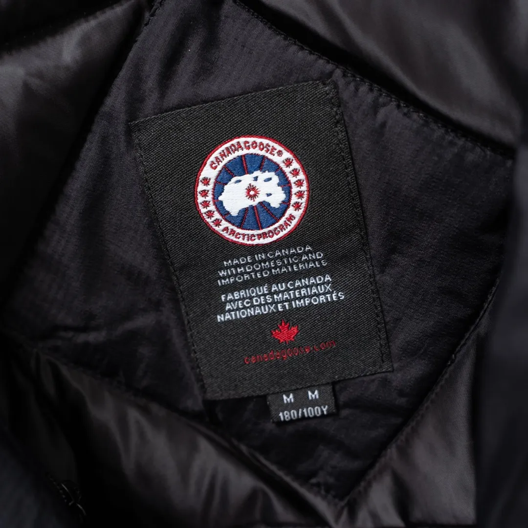 P860 CANADA GOOSE丨Canada Goose 5079 single zipper sleeve logo stand collar down jacket Color: Black Size: S-XXL